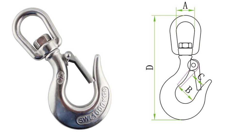 Eye Swivel Crane Hook - Buy cargo hook with latch, cargo hook, swivel ...